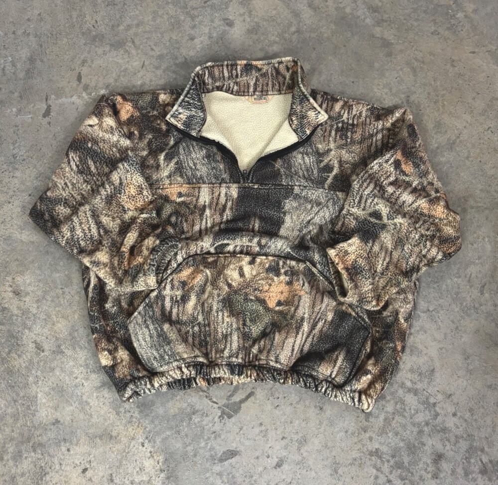 Vintage Redhead Jacket Mens XL Camo Fleece Lined 1/4 Zip Hunt Outdoor 90s